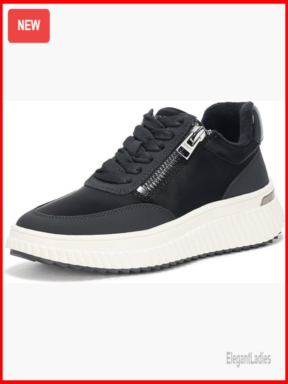 Lace-Up Sneakers with Side Zipper Platform Fashion Shoes